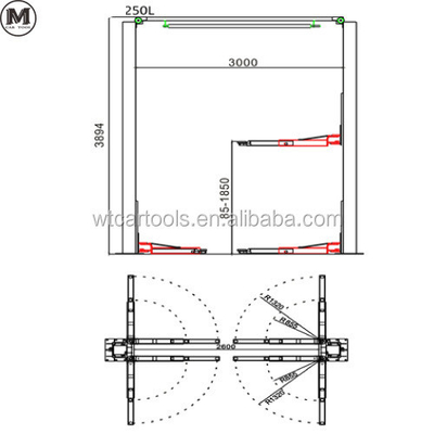 5000KGS 380v 2 Post Car Lift Podwójne cylindry Hydrauliczne Dla SUV Minibus