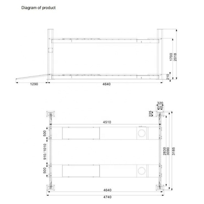 4500 kg Cztery postaci podnoszenia samochodu 1700 mm Wysokość podnoszenia z wyrównaniem kół