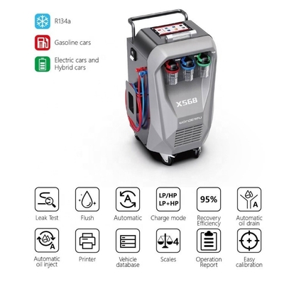 Kompresor 3/8HP X568 Auto AC Recovery Machine z funkcją spłukiwania i wbudowaną w drukarkę