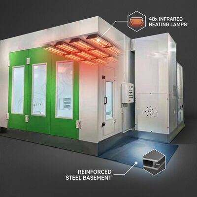 Ciężki silnik napędowy Diesel Turbo Fan Truck Spray Booth 48 sztuk Lampy podczerwone Wzmocnione stalowe piwnice Sprzęt do malowania ciężarówek przemysłowych